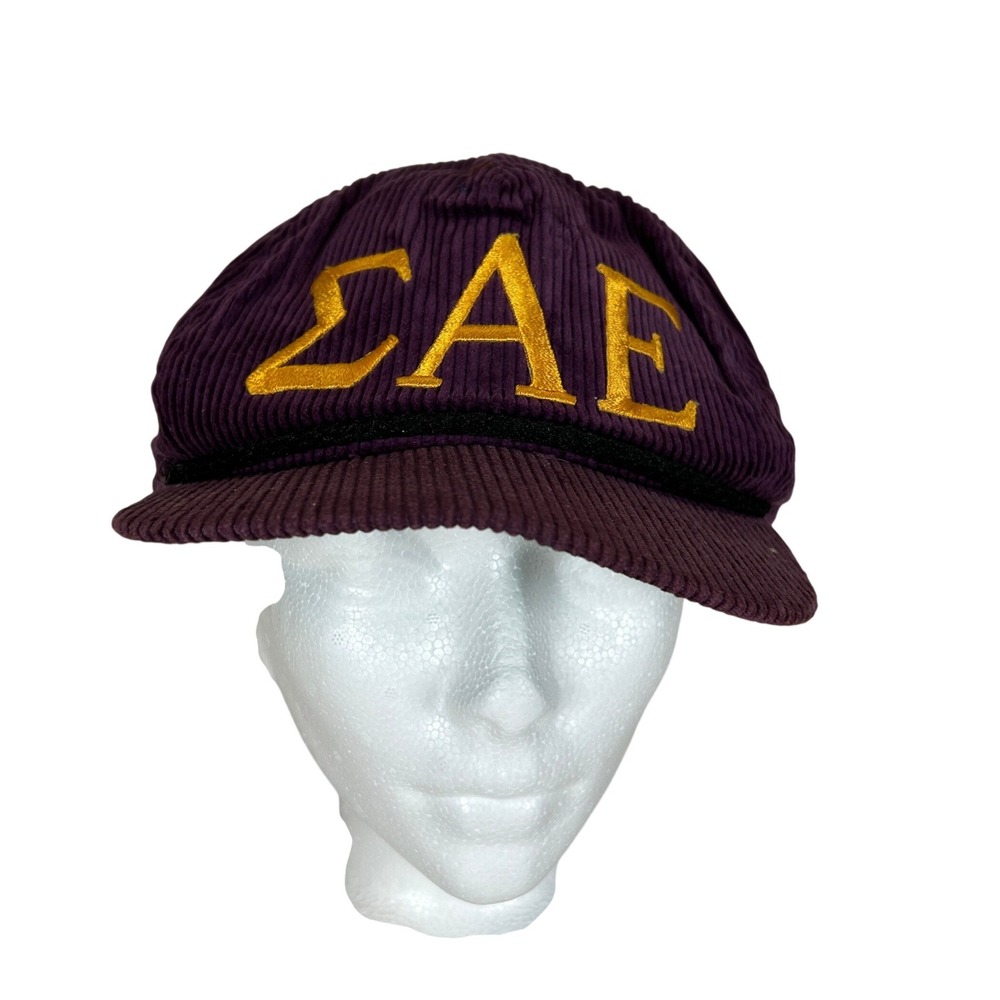 Sigma Alpha Epsilon SAE Purple Corduroy Hat Vintage Imperial Headwear USA